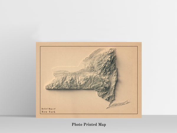 vintage shaded relief map of New York state