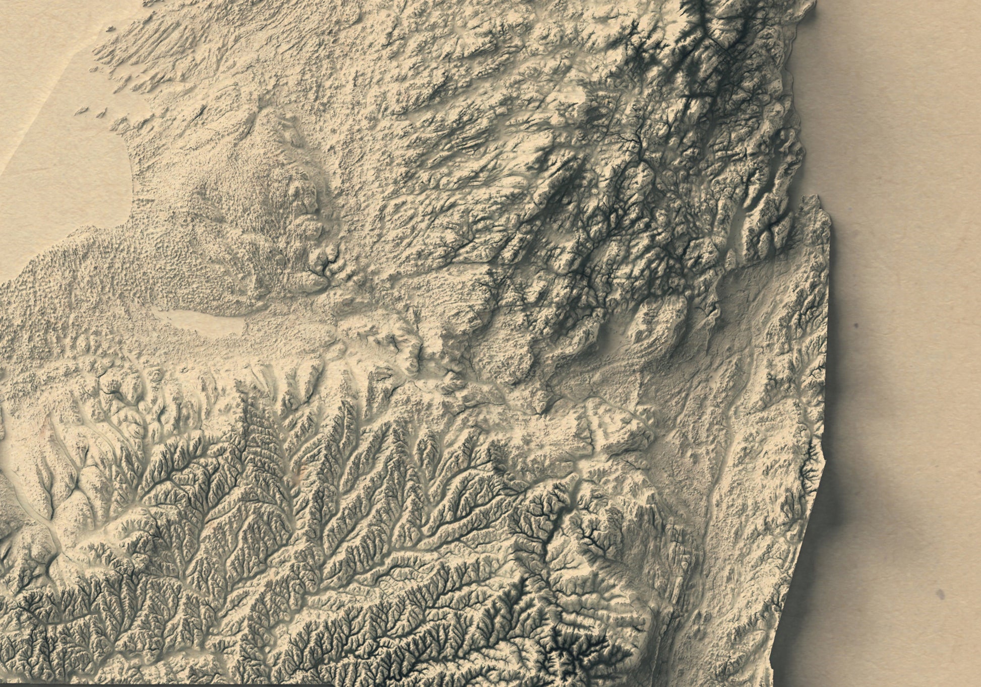 vintage shaded relief map of New York state