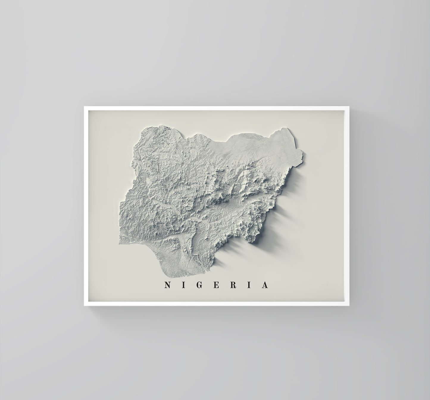 vintage shaded relief map of Nigeria