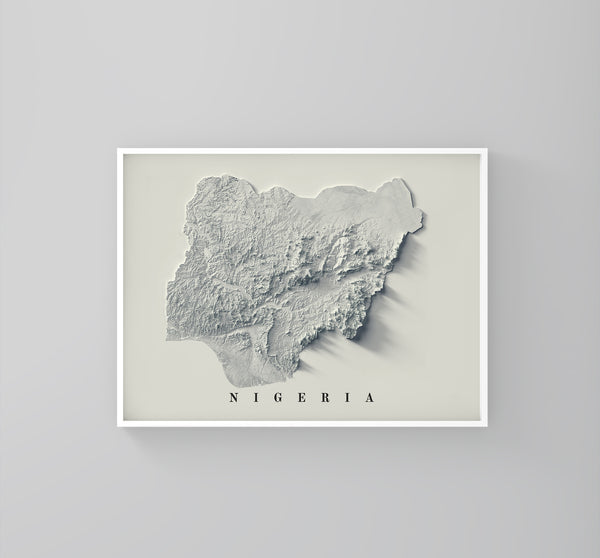vintage shaded relief map of Nigeria
