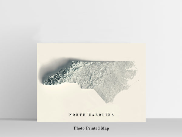 vintage shaded relief map of North Carolina, USA