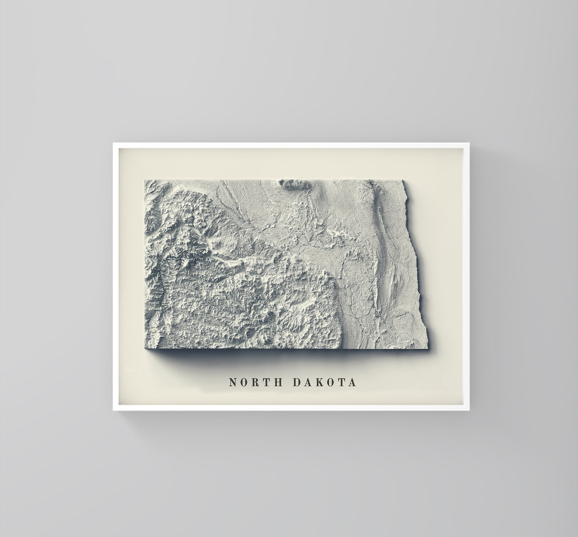 vintage shaded relief map of North Dakota