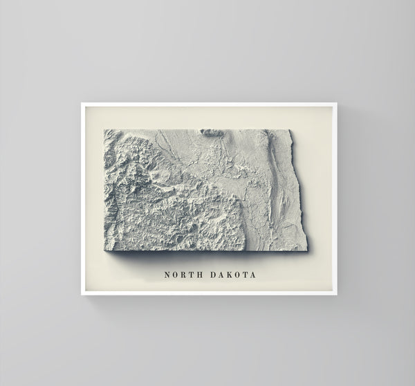 vintage shaded relief map of North Dakota