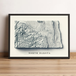 vintage shaded relief map of North Dakota