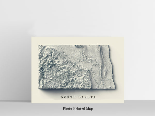 vintage shaded relief map of North Dakota