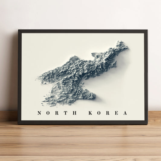 vintage shaded relief map of North Korea