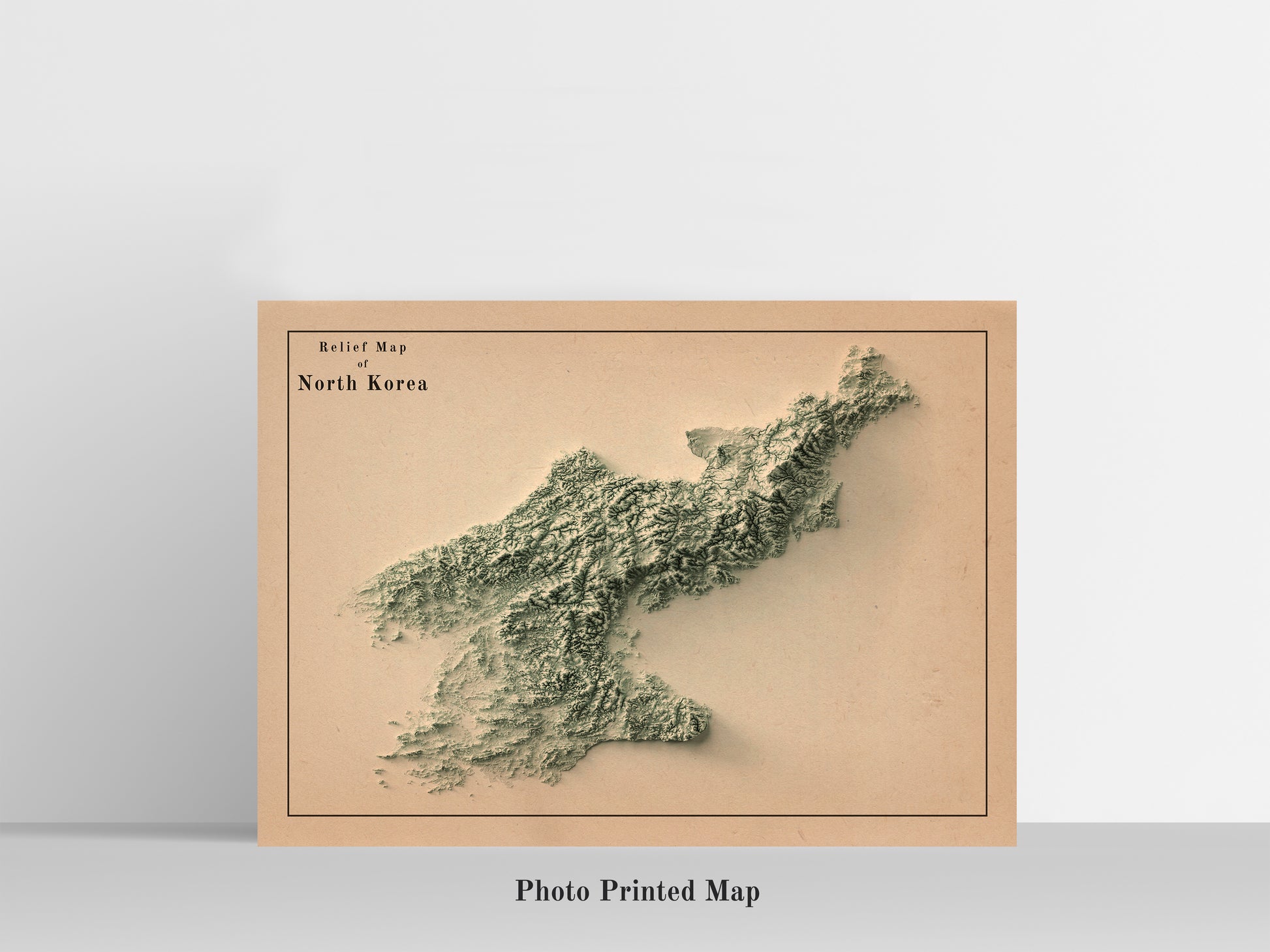 vintage shaded relief map of North Korea