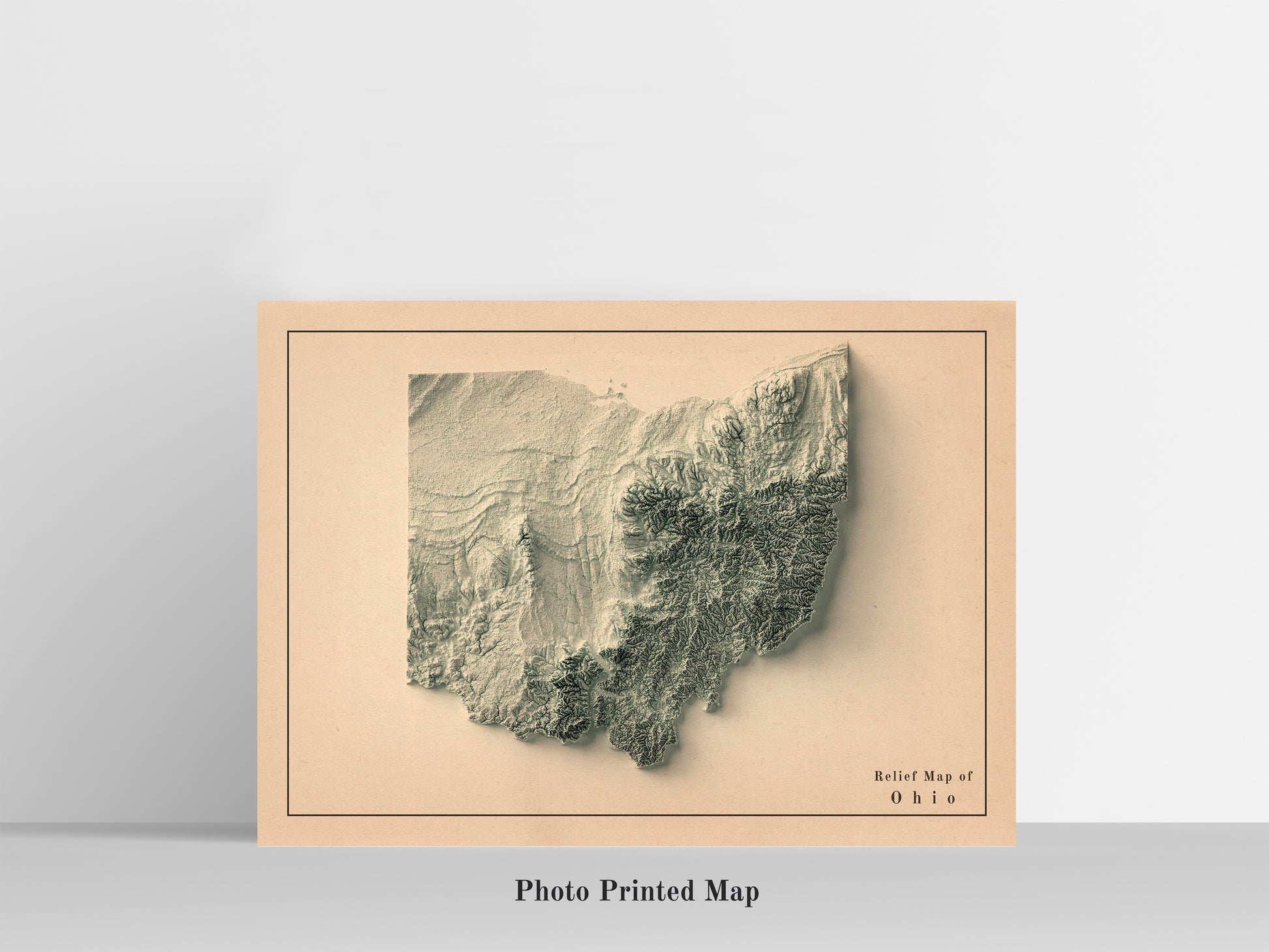 vintage shaded relief map of Ohio