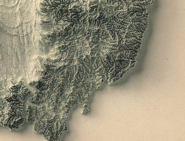 vintage shaded relief map of Ohio