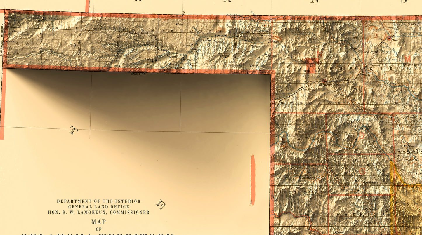 vintage relief map of Oklahoma