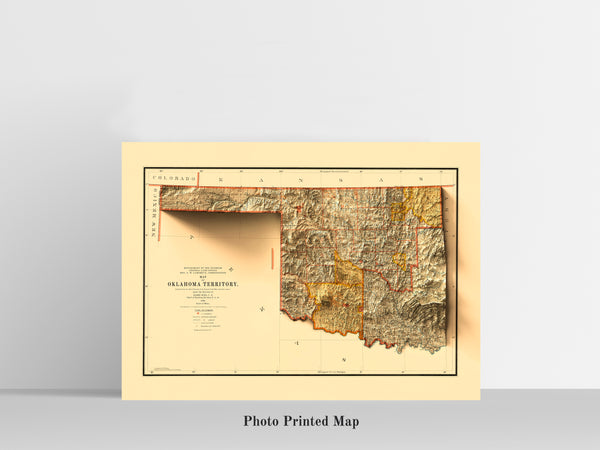vintage relief map of Oklahoma