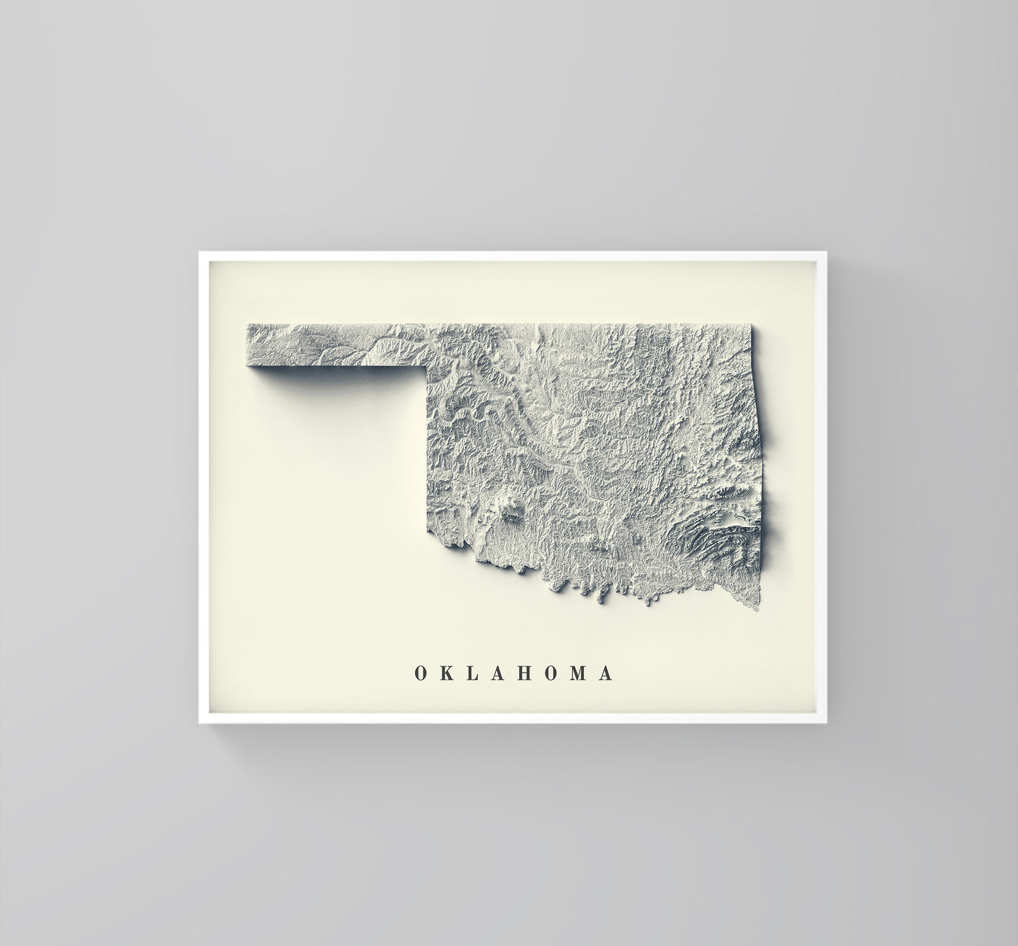 vintage shaded relief map of Oklahoma