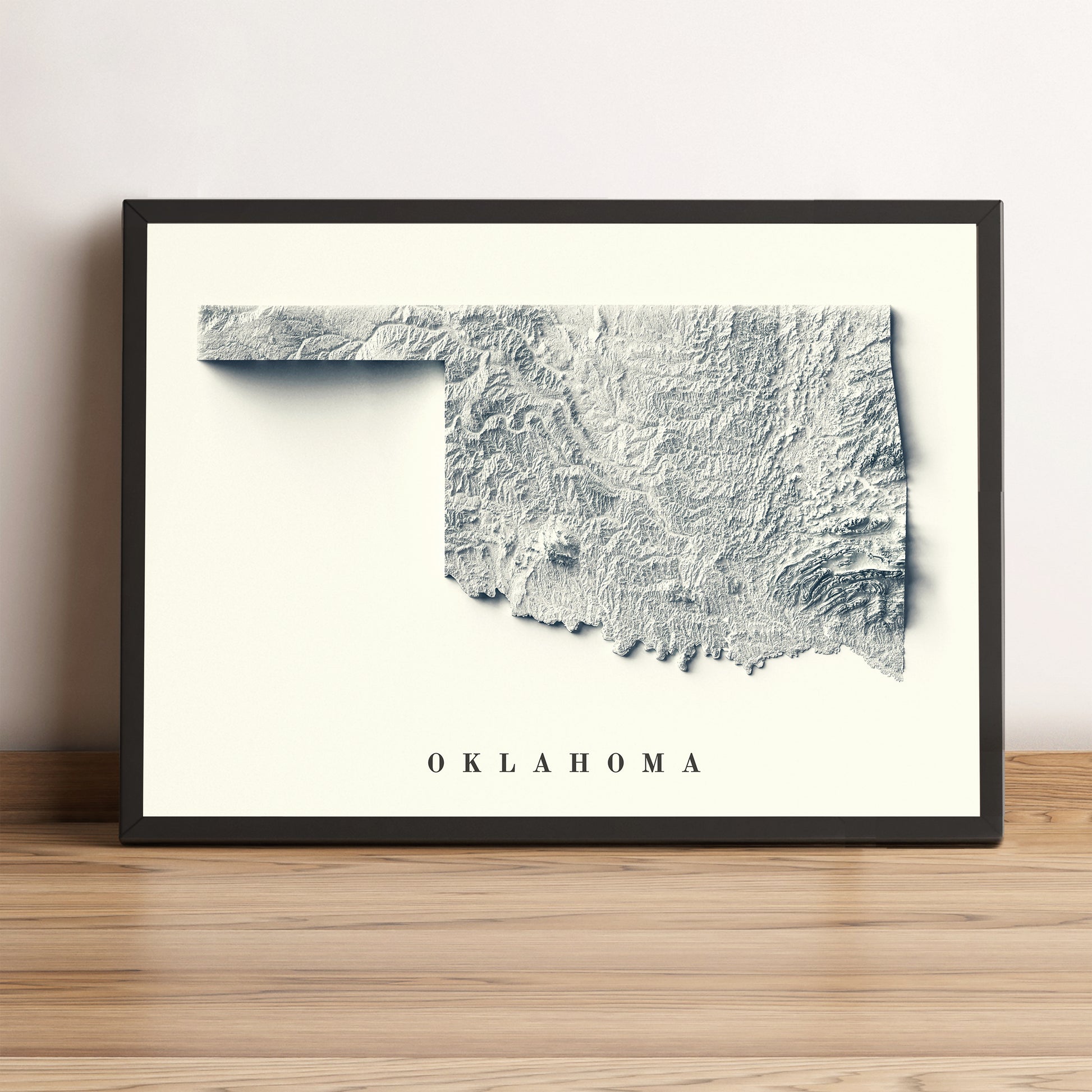 vintage shaded relief map of Oklahoma