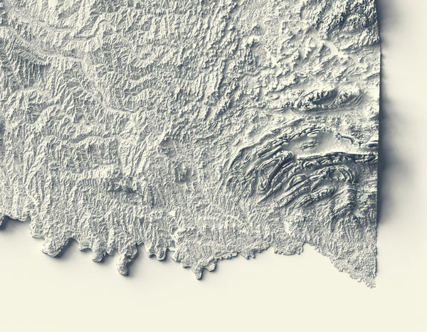 vintage shaded relief map of Oklahoma