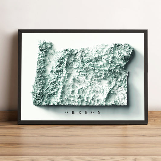 vintage shaded relief map of Oregon