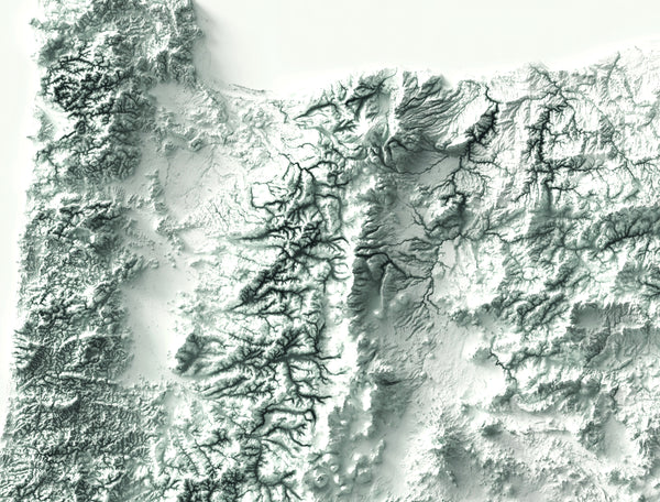 vintage shaded relief map of Oregon