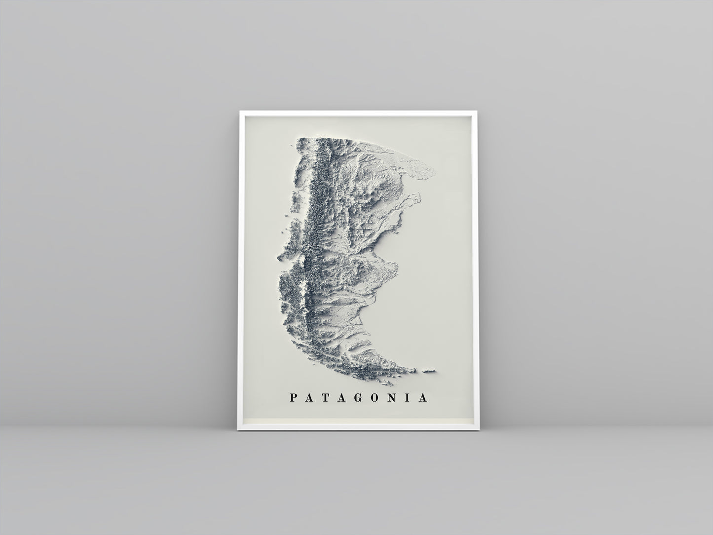 vintage shaded relief map of the Patagonia