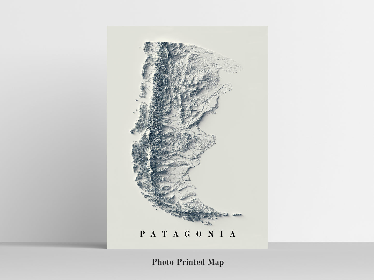 vintage shaded relief map of the Patagonia
