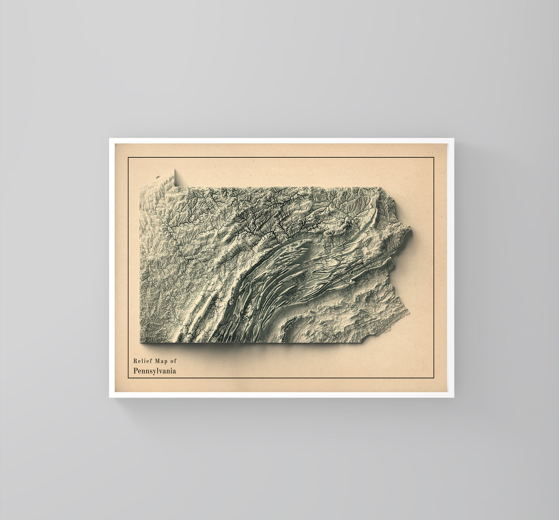 vintage shaded relief of Pennsylvania 