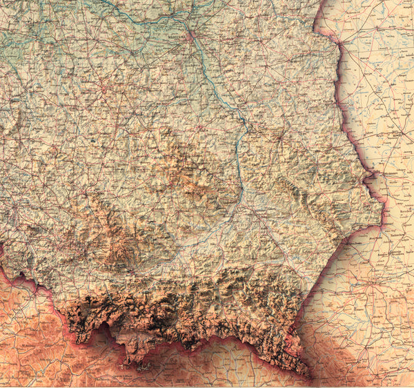 Vintage shaded relief map Poland