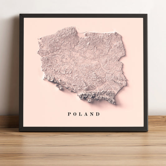 shaded vintage relief map of Poland