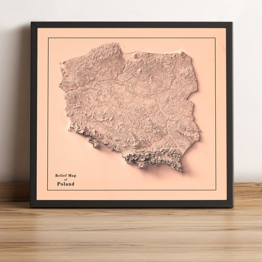 shaded vintage relief map of Poland