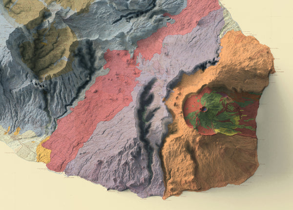 Vintage shaded relief map of La Reunion, France