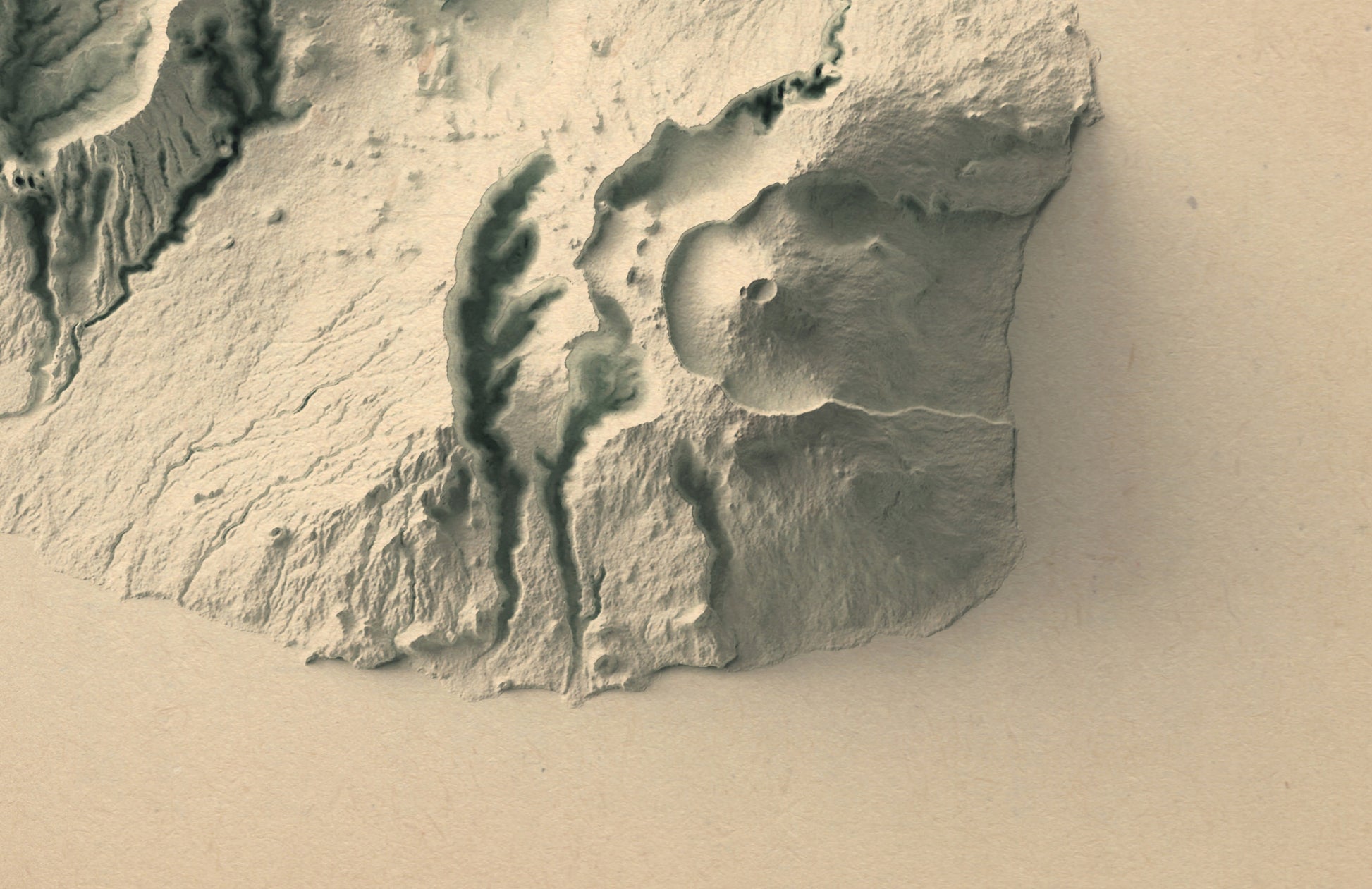 vintage shaded relief map of La Reunion, France