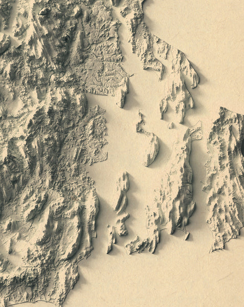 vintage shaded relief map of Rhode Island
