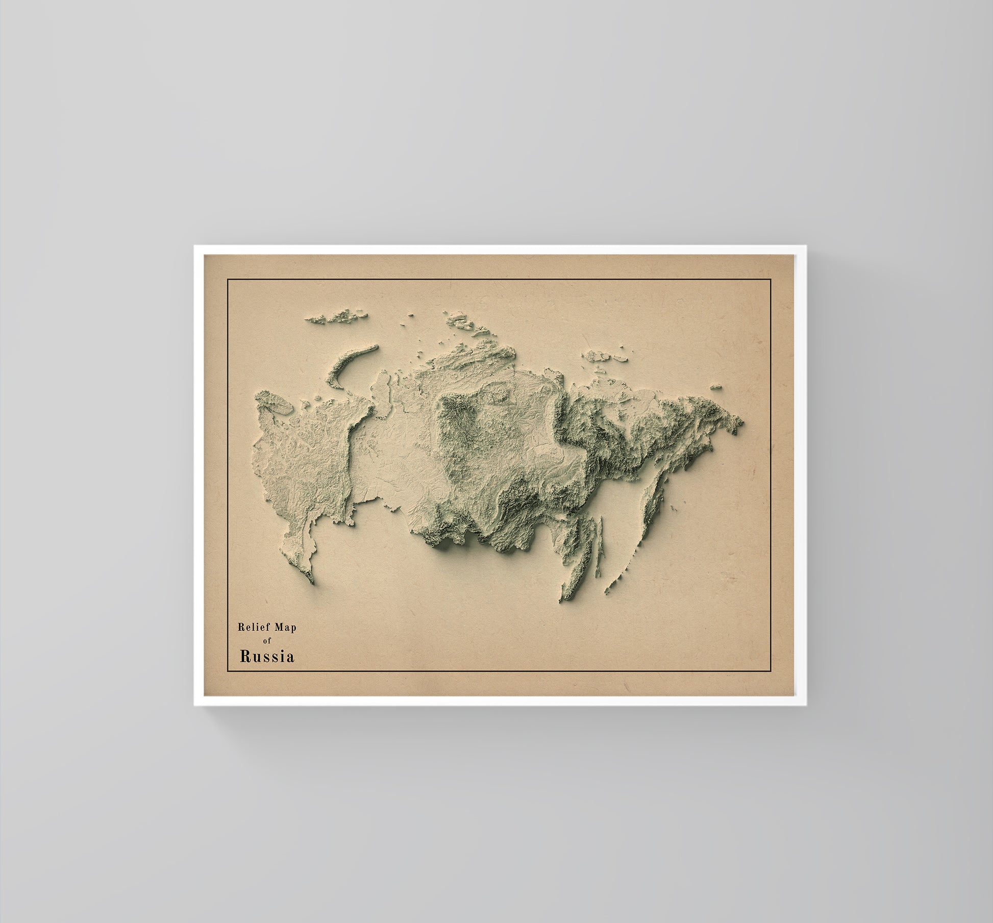 vintage shaded relief map of russia