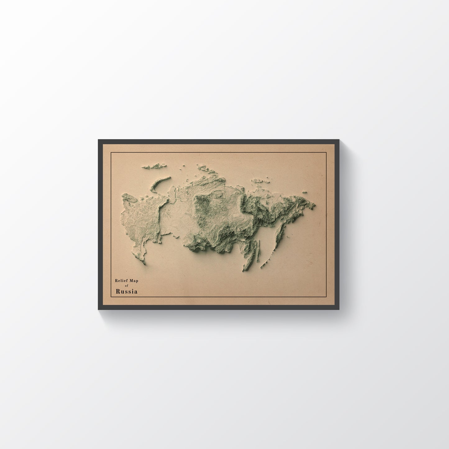 vintage shaded relief map of russia