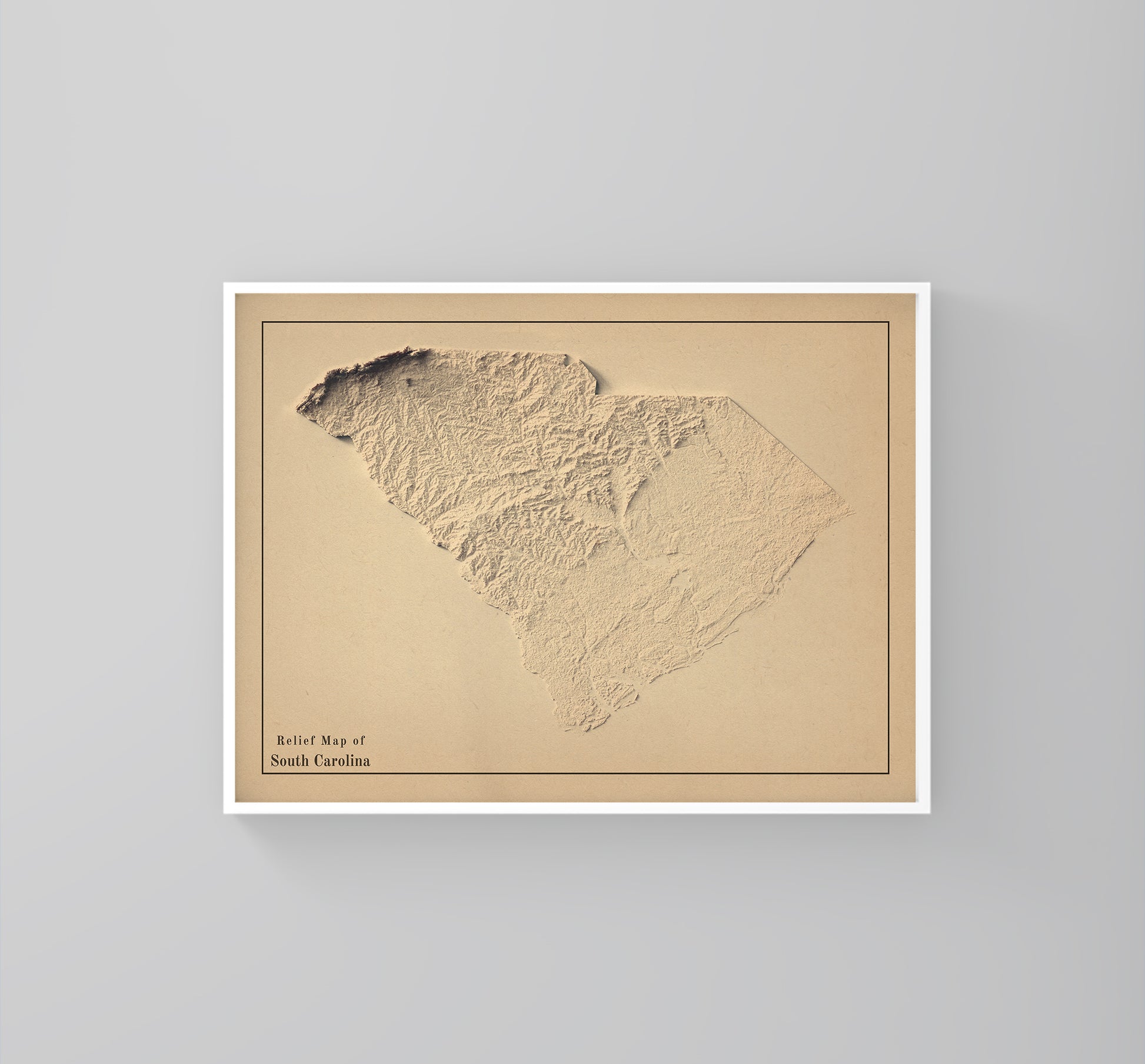 vintage shaded relief map of South Carolina