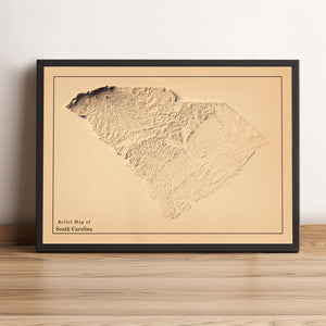 vintage shaded relief map of South Carolina