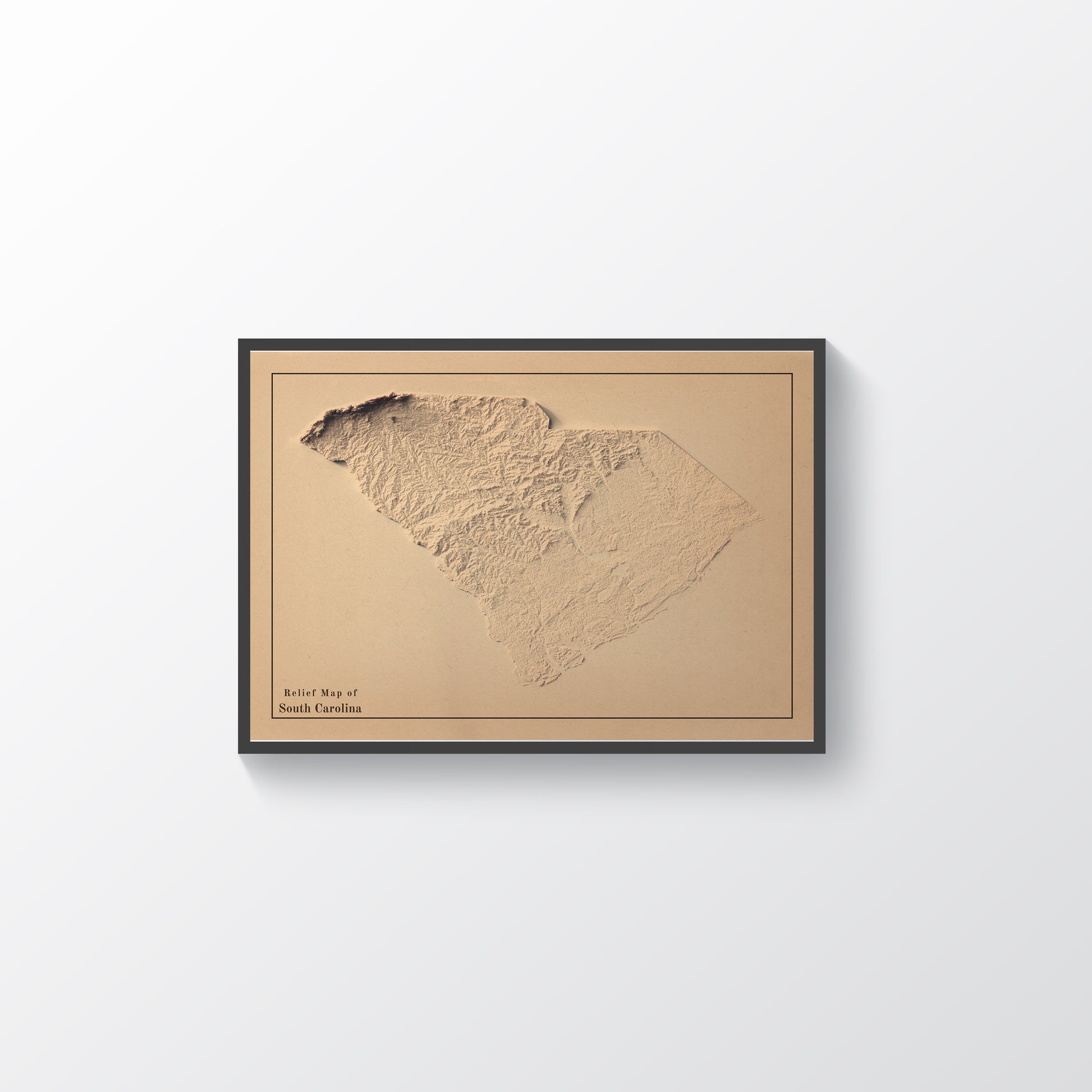 vintage shaded relief map of South Carolina