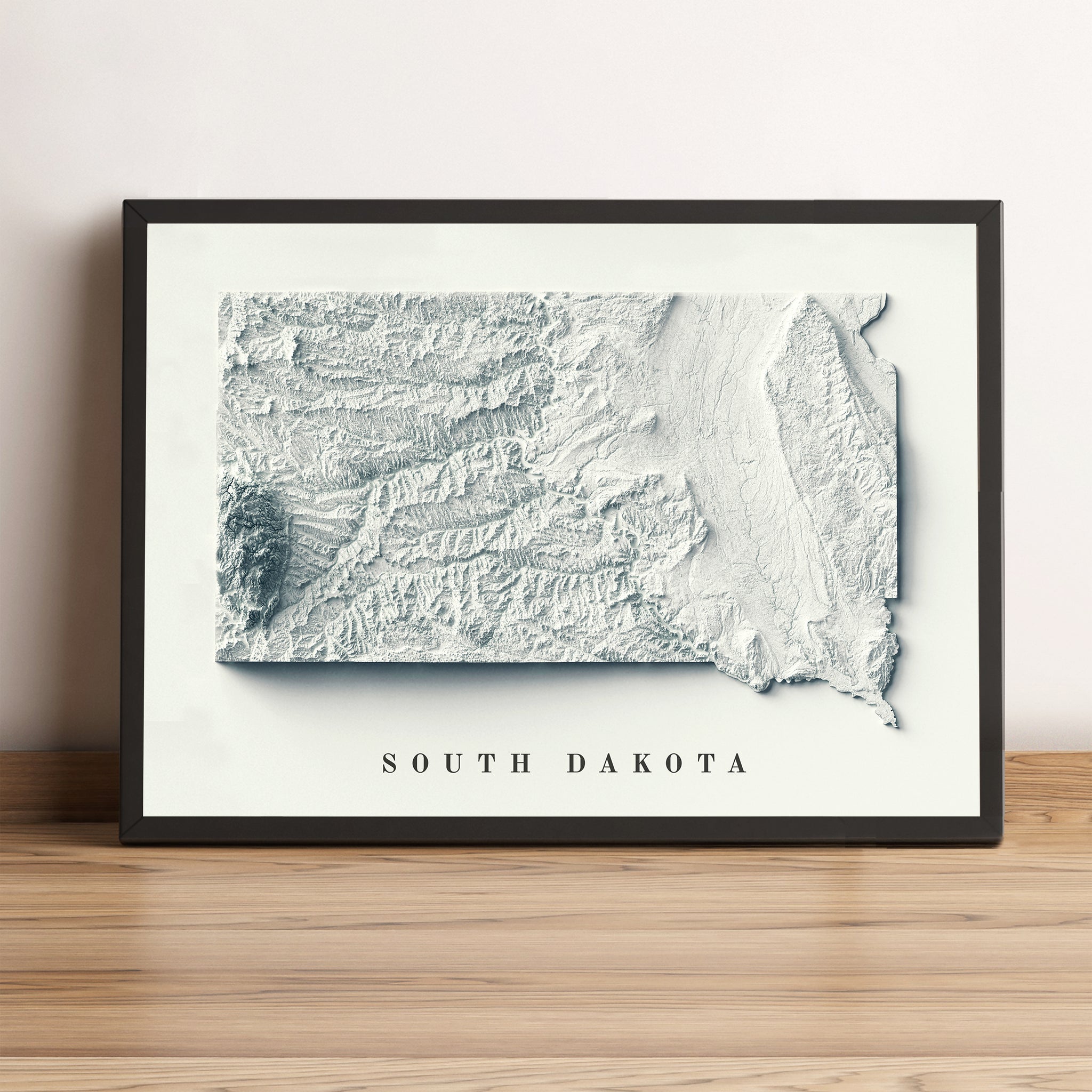 shaded vintage relief map of South Dakota