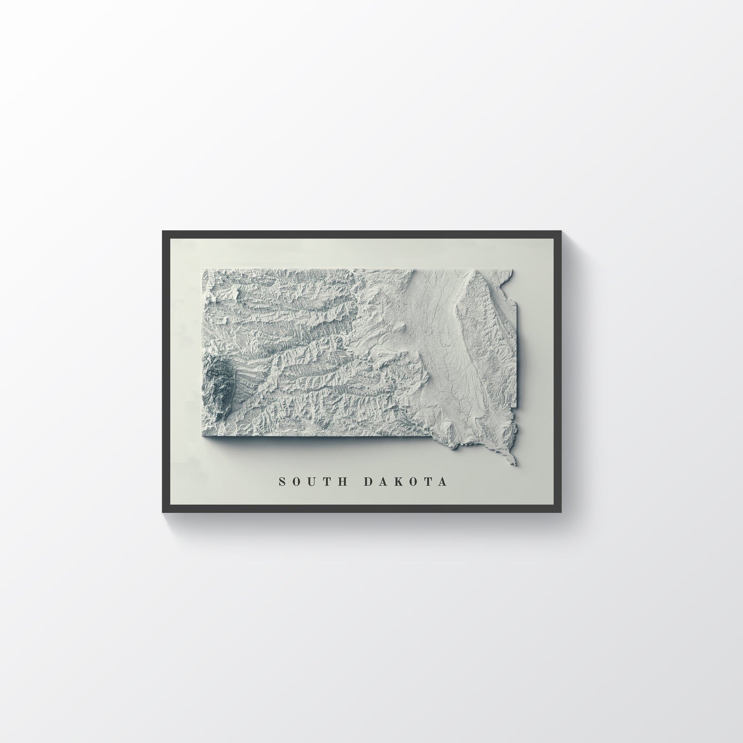 shaded vintage relief map of South Dakota