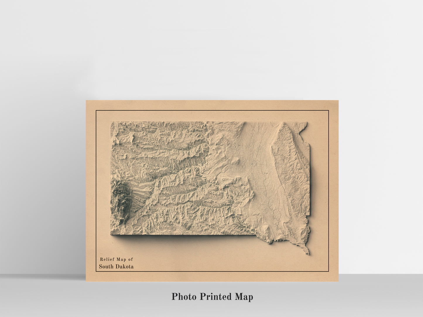 shaded vintage relief map of south dakota