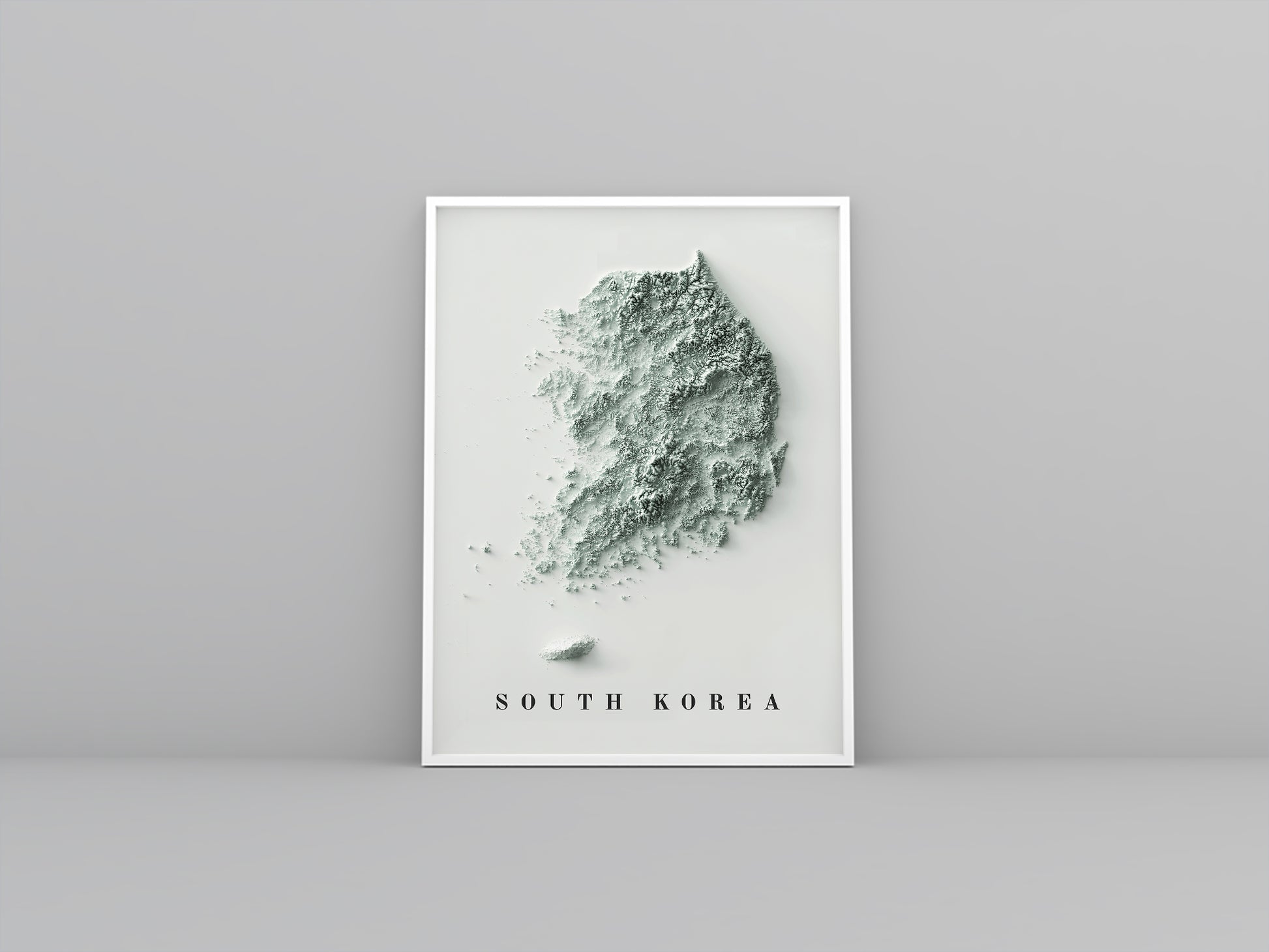 vintage shaded relief map of South Korea