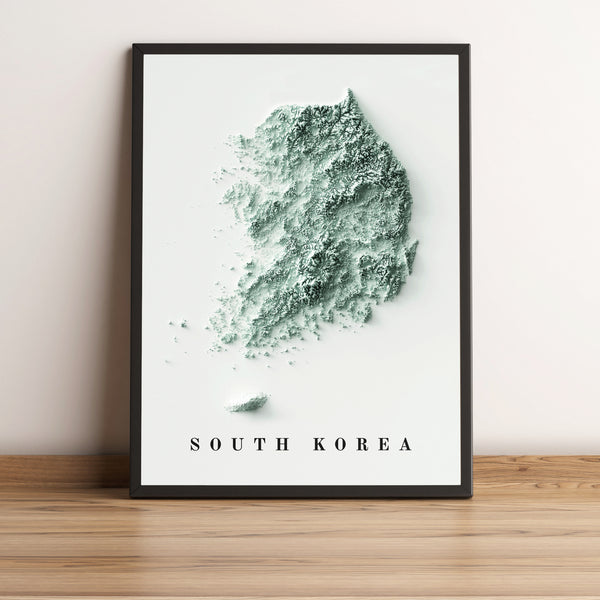 vintage shaded relief map of South Korea