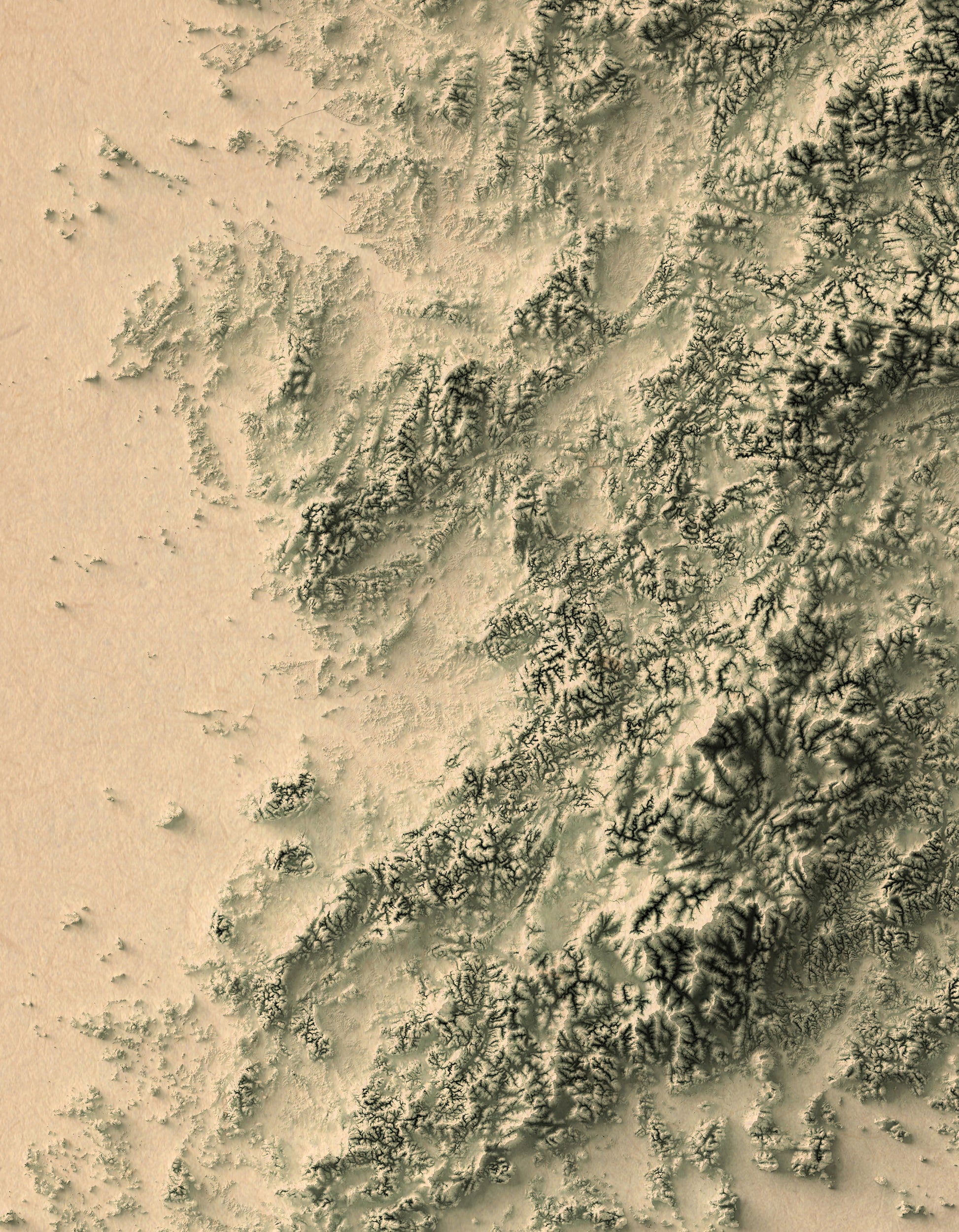 vintage shaded relief map of South Korea