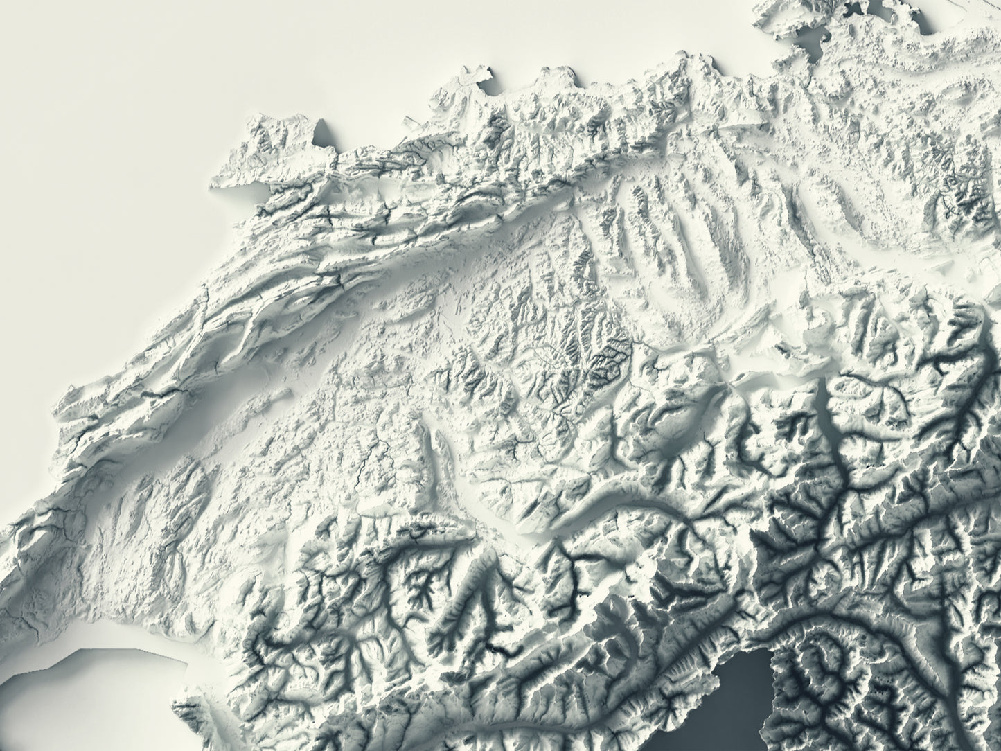 vintage shaded relief map of Switzerland