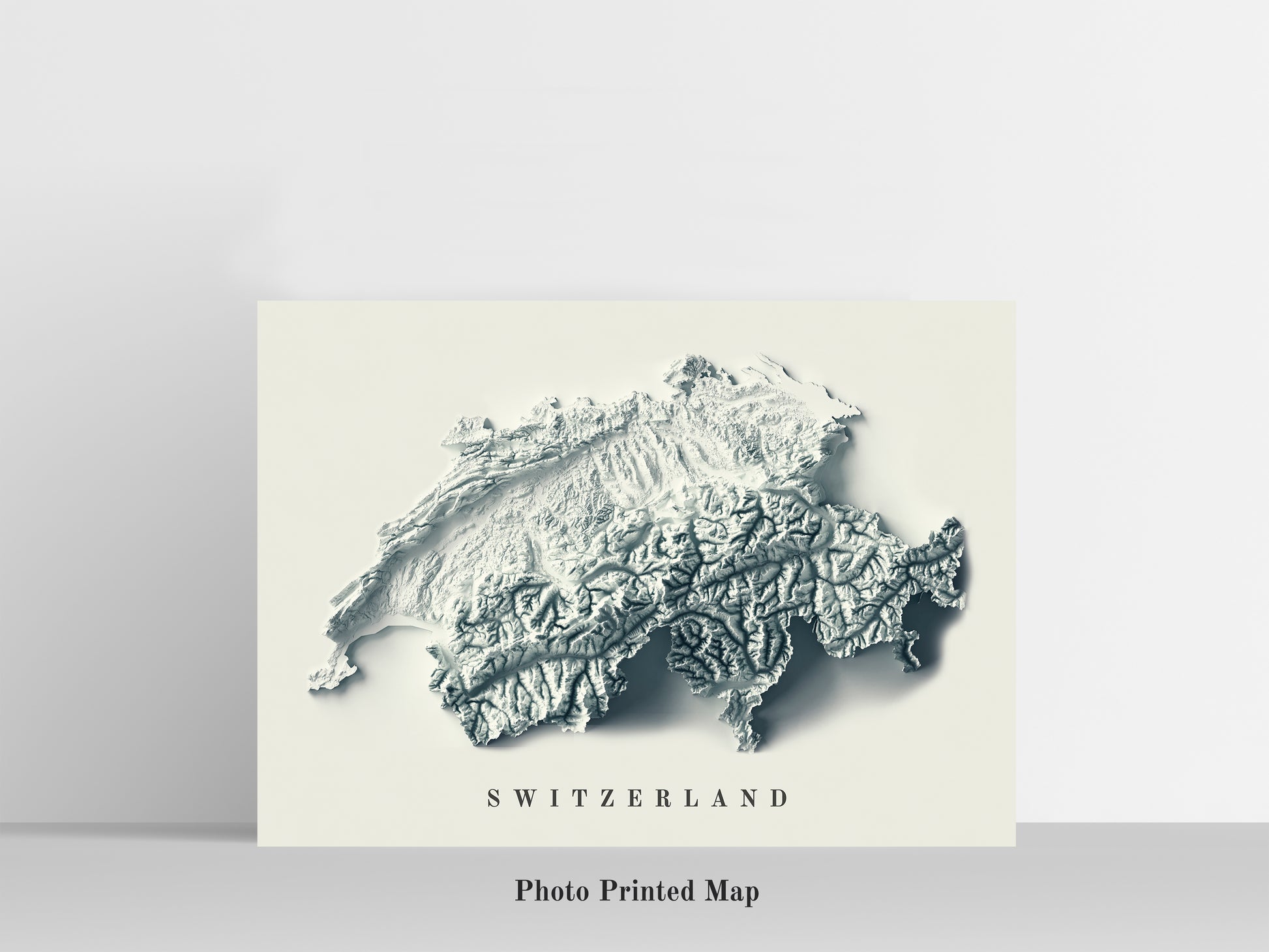 vintage shaded relief map of Switzerland