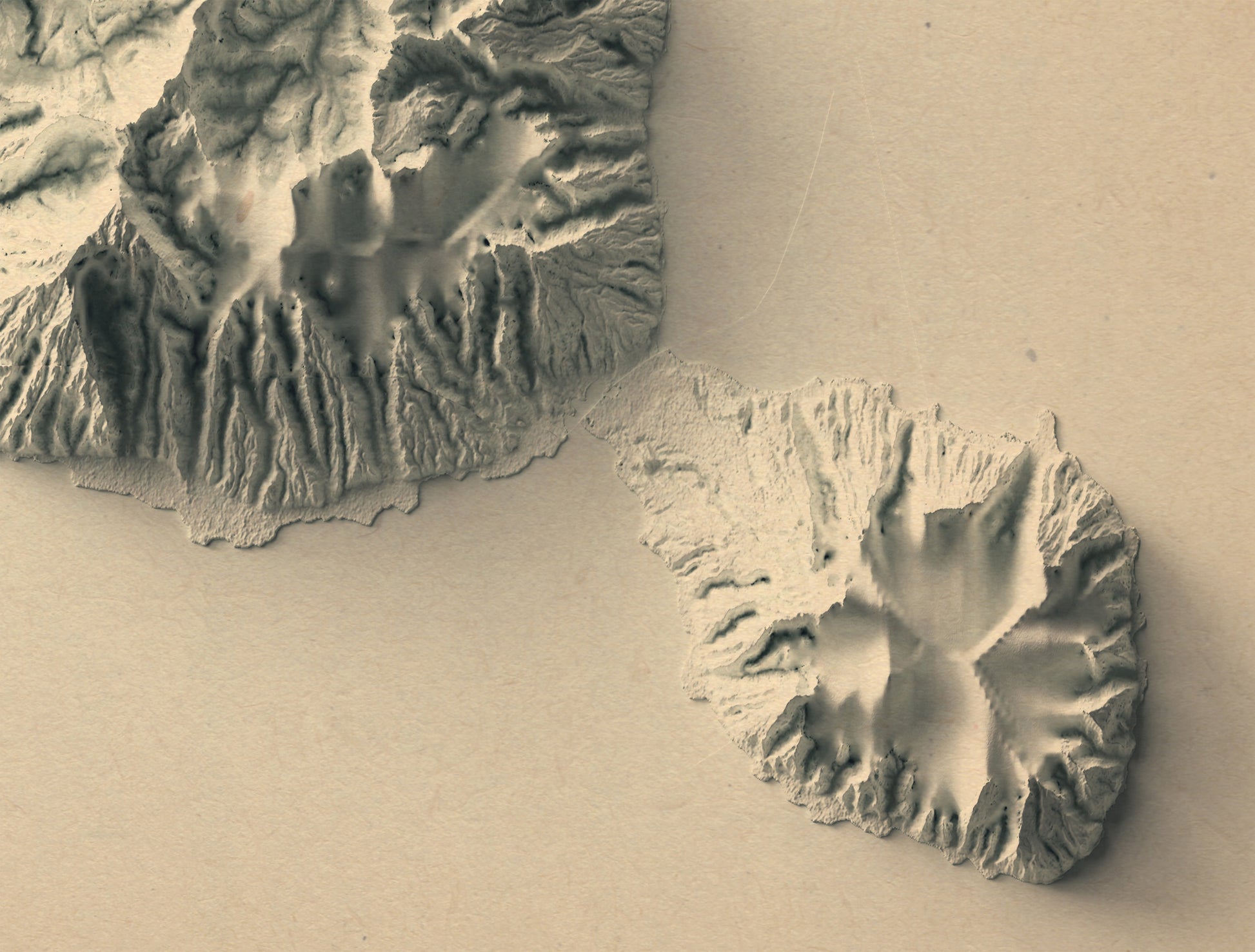 vintage shaded relief map of the Tahiti