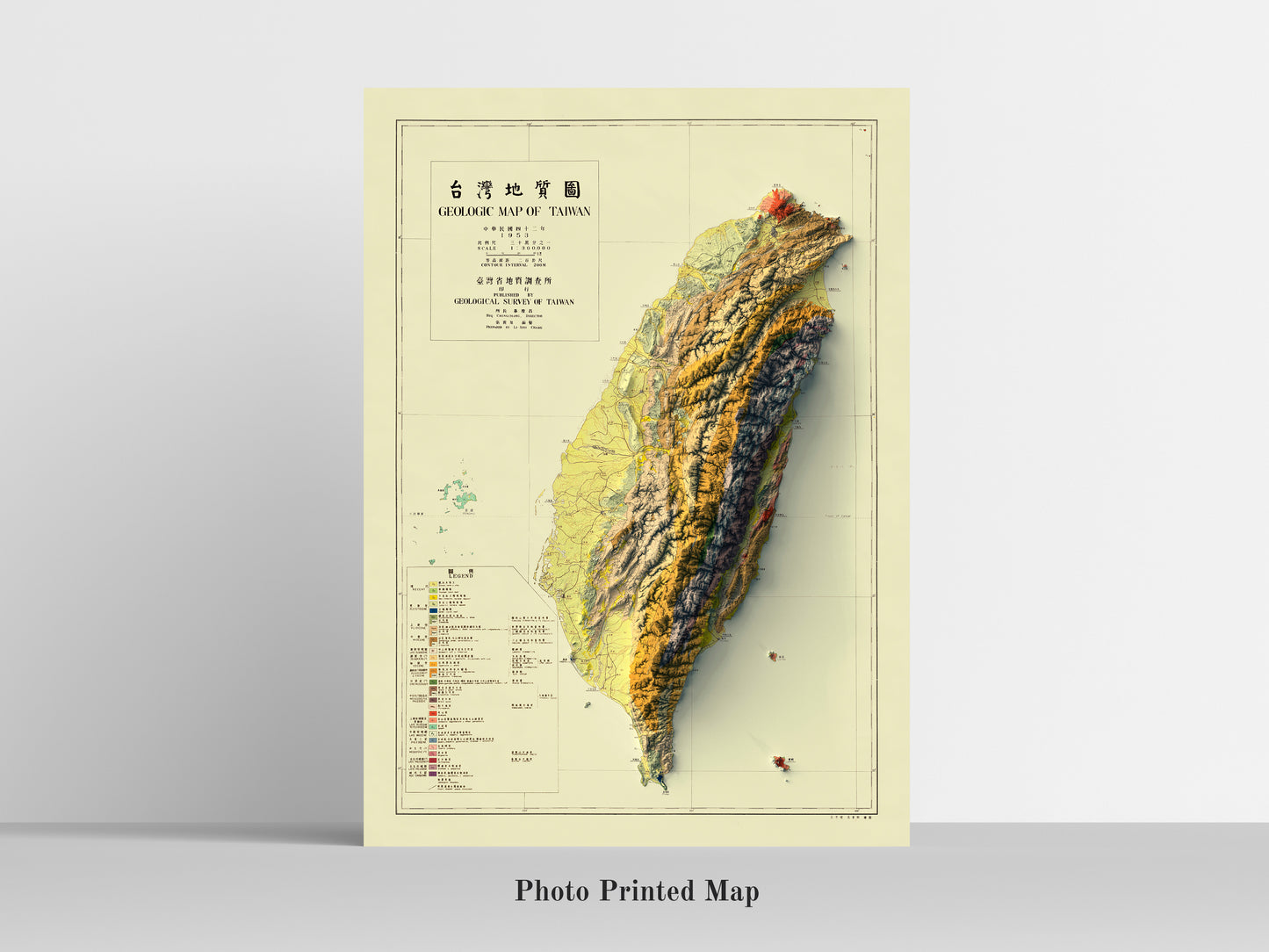 vintage shaded relief map of Taiwan