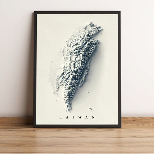 vintage shaded relief map of Taiwan