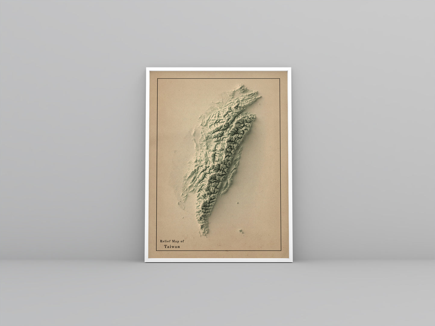 vintage shaded relief map of Taiwan