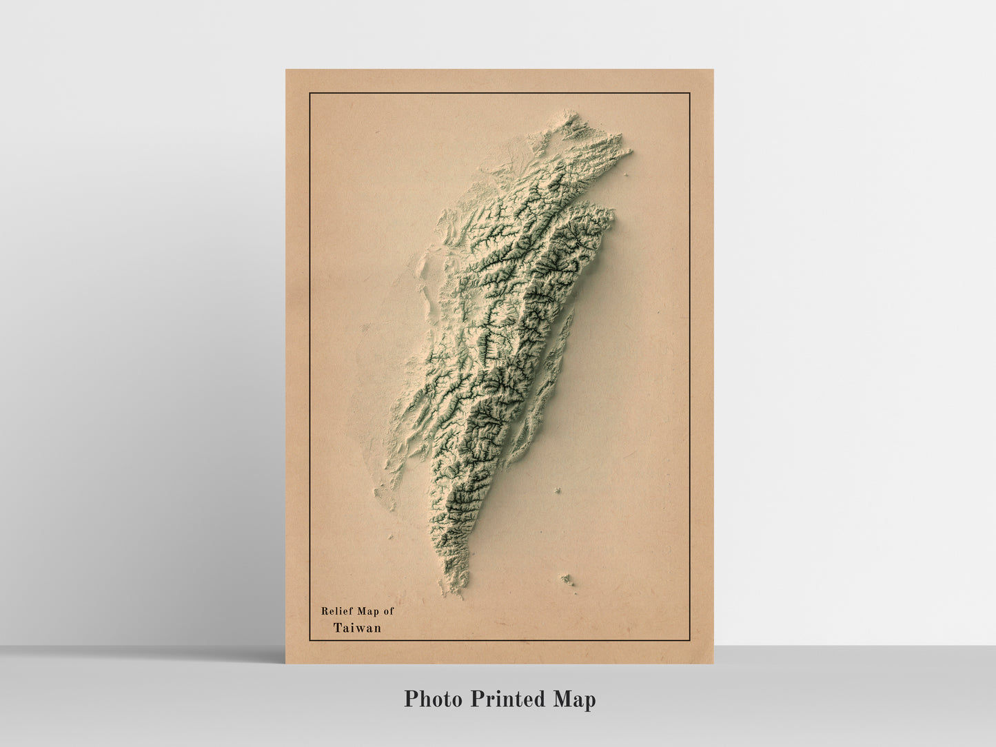 vintage shaded relief map of Taiwan