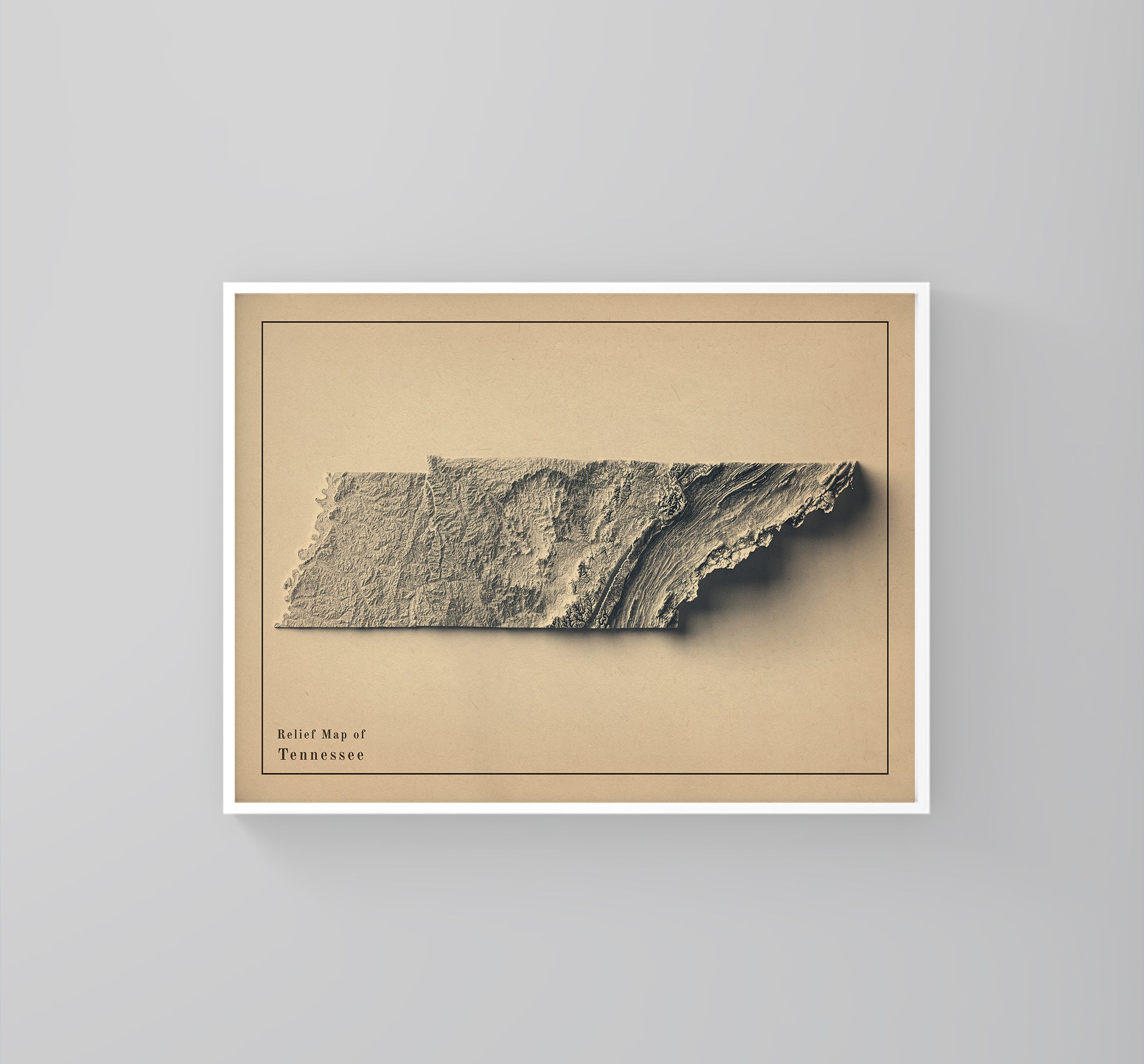 shaded vintage relief map of tennessee