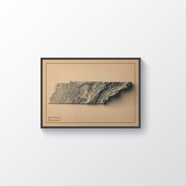 shaded vintage relief map of tennessee