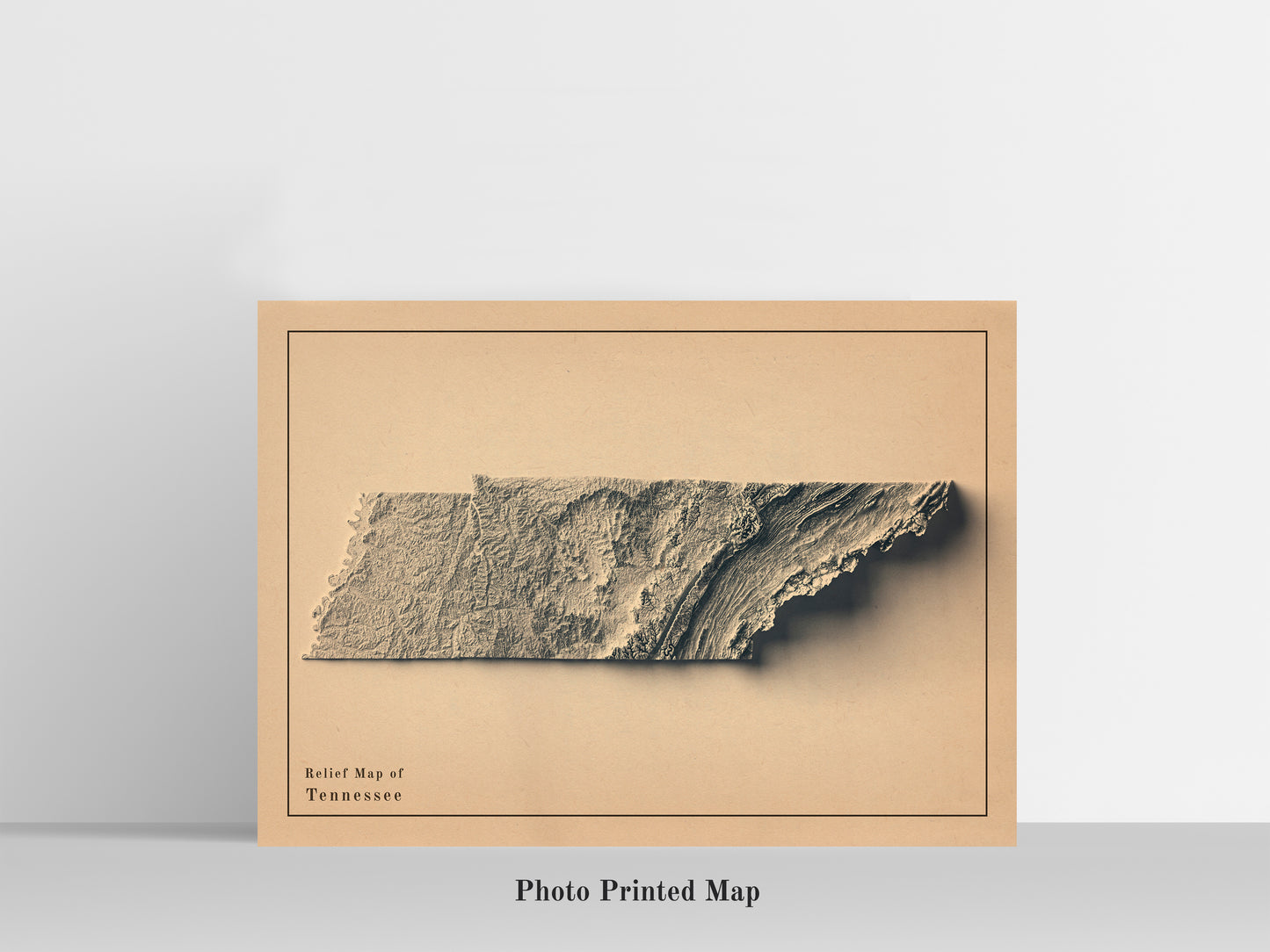 shaded vintage relief map of tennessee